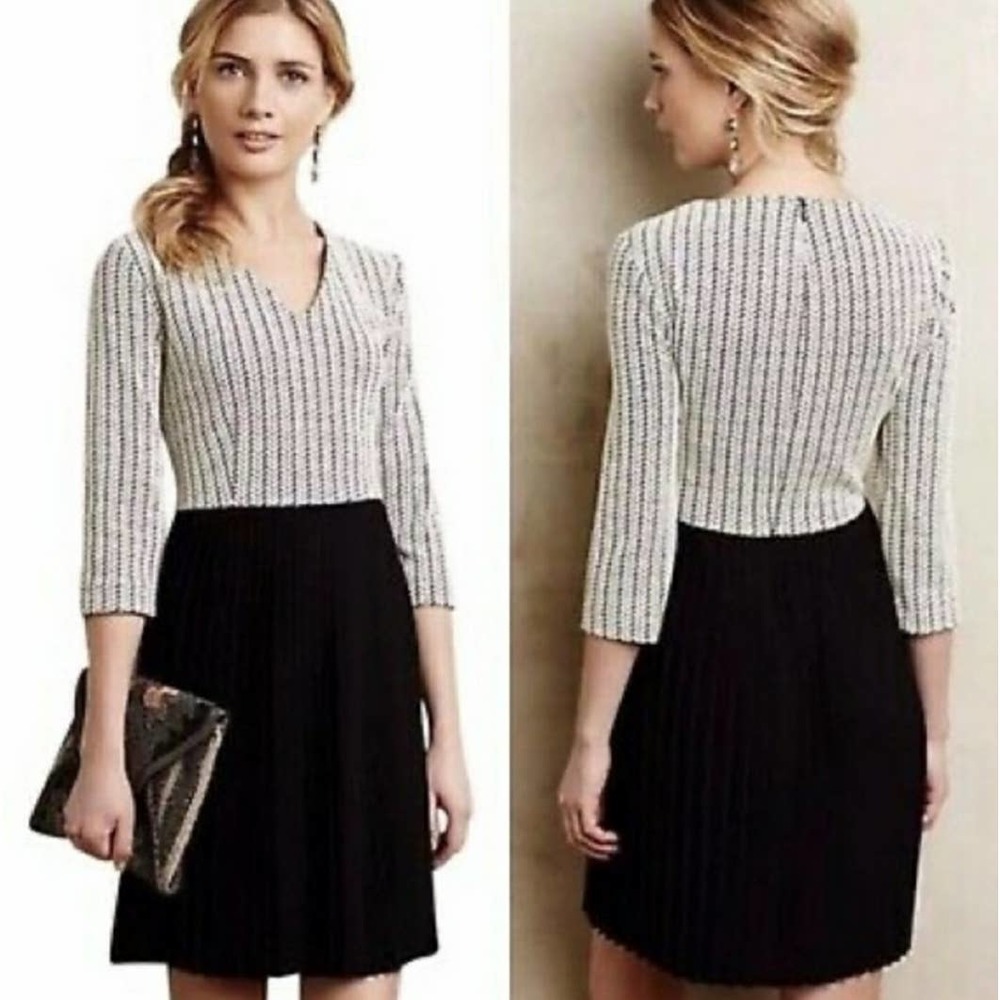 Ganni Anthropologie Jaquard Jersey Pleated Dress S